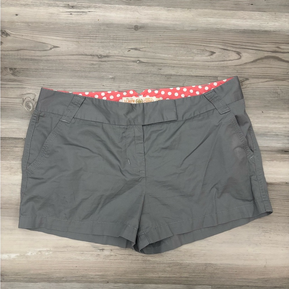 J. Crew Chino Broken in Size 10, Gray Shorts.  Waist is 17, inseam is 3